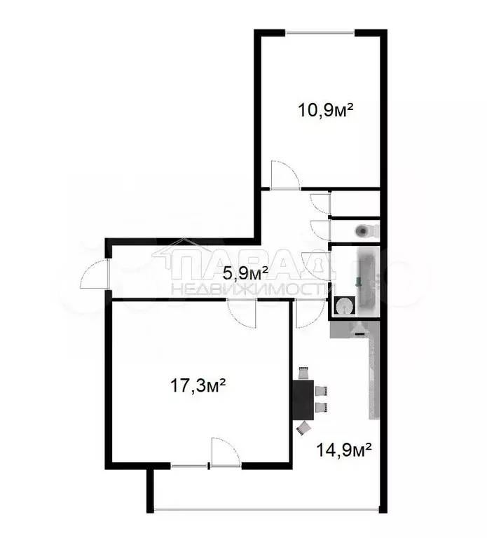 2-к. квартира, 57 м, 3/3 эт. - Фото 0