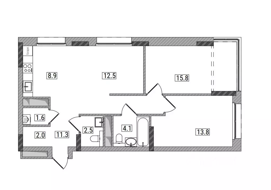 3-к кв. Кировская область, Киров Мелькомбинатовский проезд, 3 (73.4 м) - Фото 2
