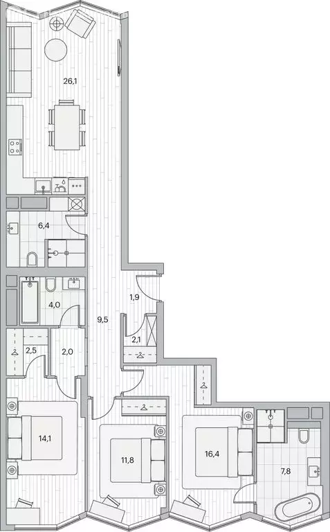 3-комнатная квартира: Москва, Береговой проезд, 2к1 (104 м) - Фото 1