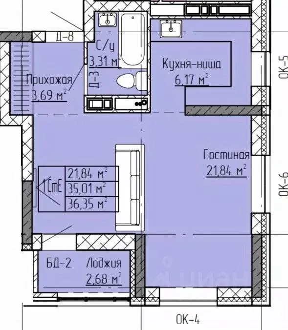 Студия Татарстан, Нижнекамск ул. Баки Урманче, 12 (36.35 м) - Фото 1