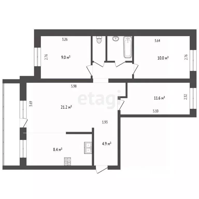 4-к кв. Ярославская область, Ярославль ул. Бабича, 17 (72.1 м) - Фото 2