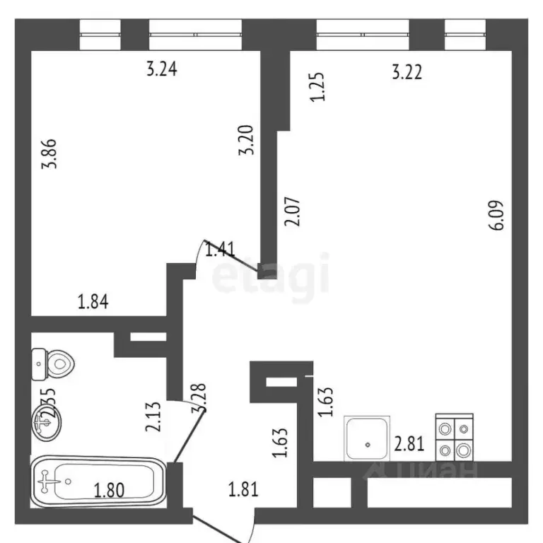 1-к кв. Тюменская область, Тюмень ул. Алматинская, 6 (40.2 м) - Фото 2