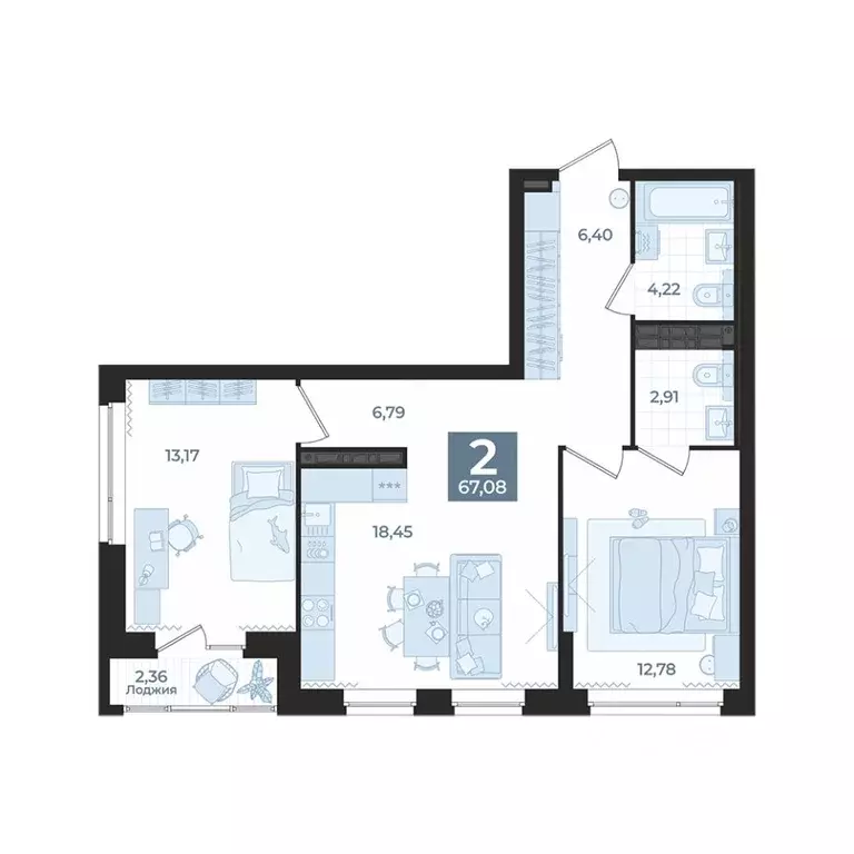 2-к кв. Свердловская область, Екатеринбург пер. Ударников, 33 (67.08 ... - Фото 1