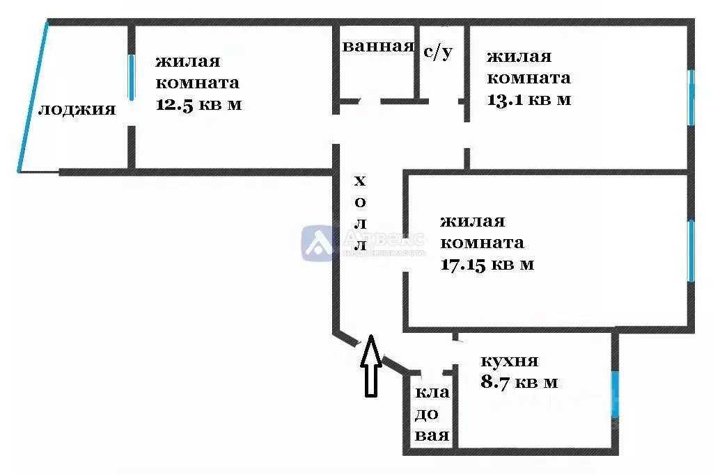 3-к кв. Тюменская область, Тюмень ул. Осипенко, 84 (66.2 м) - Фото 2