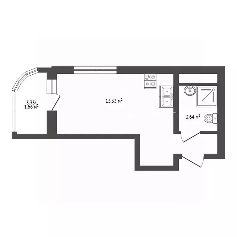 Студия Санкт-Петербург Львовская ул., 9 (22.3 м) - Фото 1