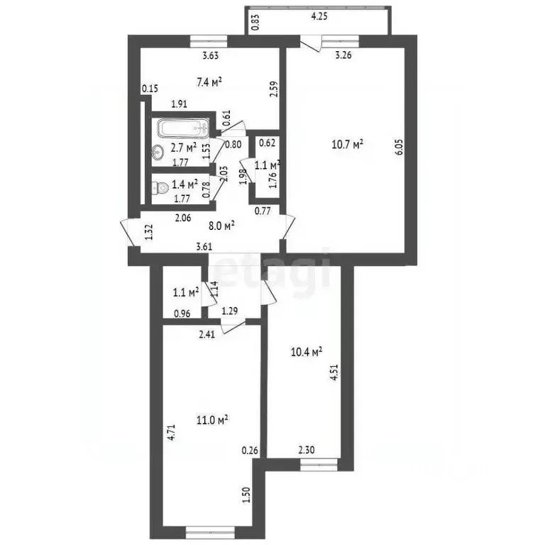 3-к кв. Тюменская область, Ишим Сургутская ул. (62.8 м) - Фото 1