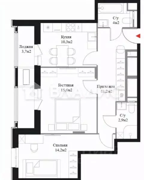 2-к кв. Москва Краснобогатырская ул., 40 (64.3 м) - Фото 1