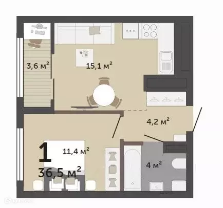 Продаётся 1-к квартира, 36.5 м - Фото 1
