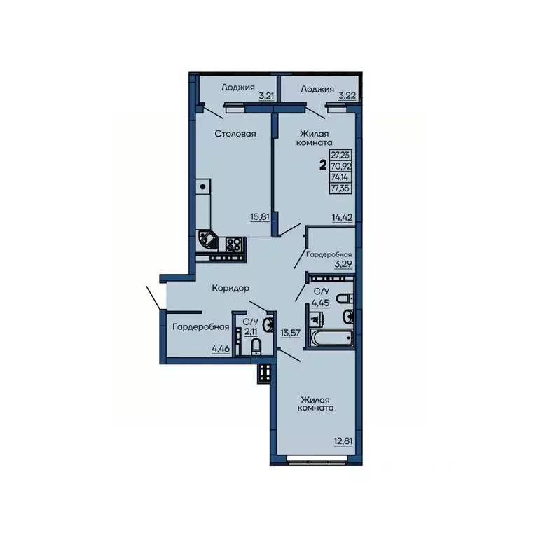 2-к кв. Свердловская область, Екатеринбург ул. Библиотечная, 38 (74.14 ... - Фото 1