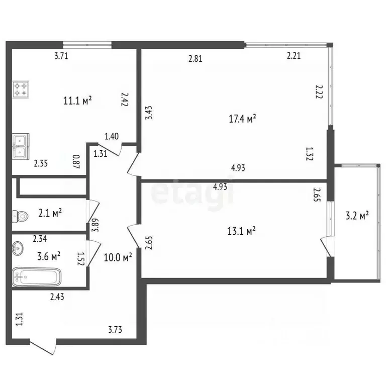 2-к кв. Санкт-Петербург Екатерининский просп., 2 (57.3 м) - Фото 2
