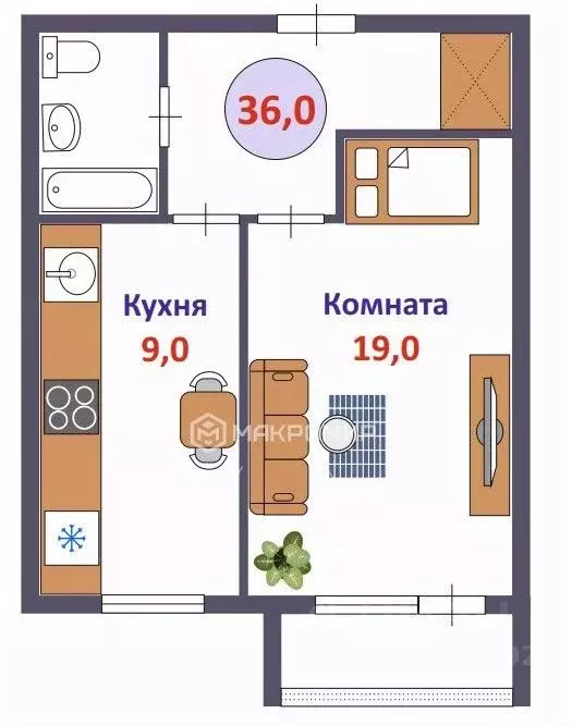 1-к кв. Кировская область, Киров ул. Андрея Упита, 11к2 (36.0 м) - Фото 1