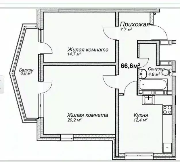 2-к кв. Краснодарский край, Анапа ул. Верхняя Дорога, 151к5 (66.6 м) - Фото 2