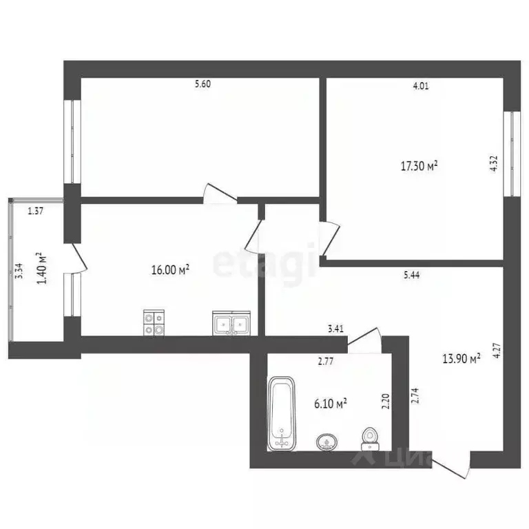 2-к кв. Забайкальский край, Чита Царский мкр, 5 (68.5 м) - Фото 1