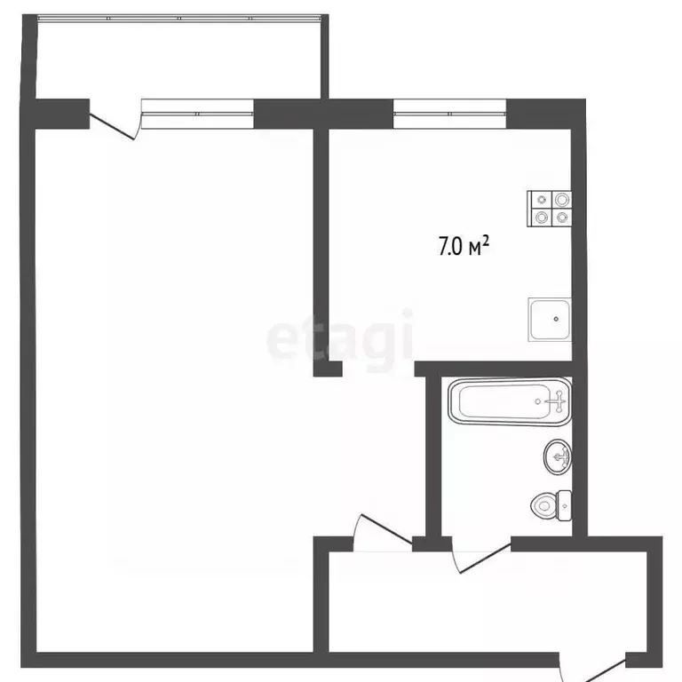 1-к кв. Тюменская область, Тюмень ул. Республики, 176 (29.5 м) - Фото 2