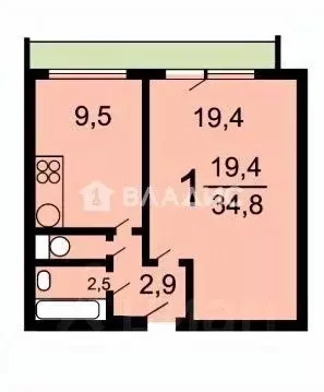 1-к кв. Москва Хабаровская ул., 7/50 (35.6 м) - Фото 2