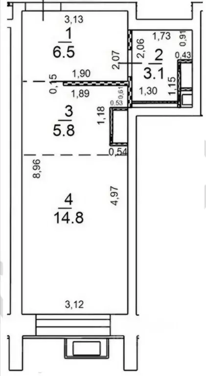 Студия Москва проезд Серебрякова, 11к2 (30.2 м) - Фото 1