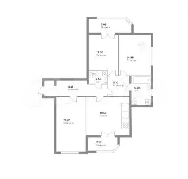 3-к. квартира, 96 м, 1/4 эт. - Фото 1