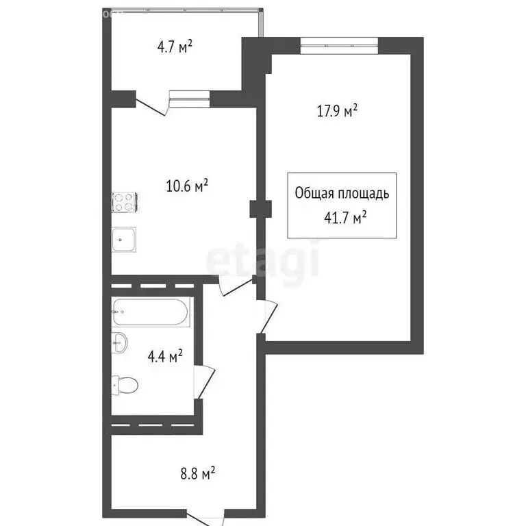 1-комнатная квартира: Томск, Береговая улица, 25 (41 м) - Фото 1
