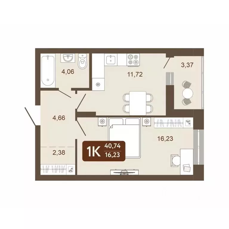 1-к кв. Кемеровская область, Кемерово 58В мкр, 1 (40.74 м) - Фото 1