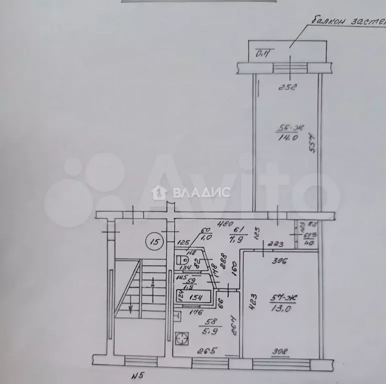 2-к. квартира, 44,7 м, 5/5 эт. - Фото 0