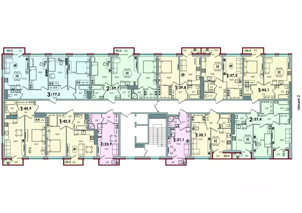 1-к кв. Тверская область, Тверь ул. С.Я. Лемешева, 6 (42.5 м) - Фото 2