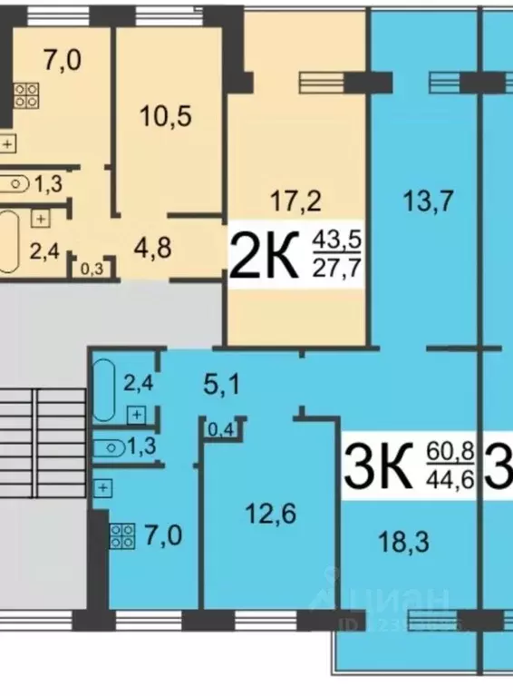 3-к кв. Нижегородская область, Нижний Новгород ул. Мельникова, 10 ... - Фото 2
