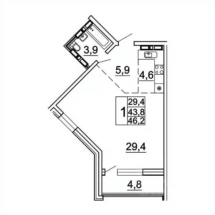 1-к кв. Приморский край, Владивосток Лесная ул., 1В/1 (46.2 м) - Фото 1