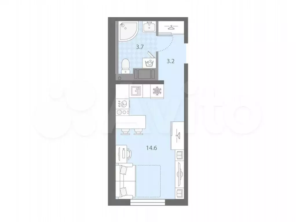 Квартира-студия, 21,5 м, 3/21 эт. - Фото 0