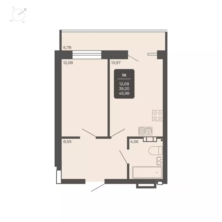 1-к кв. Новосибирская область, Новосибирск Автогенная ул., 75 (45.4 м) - Фото 0