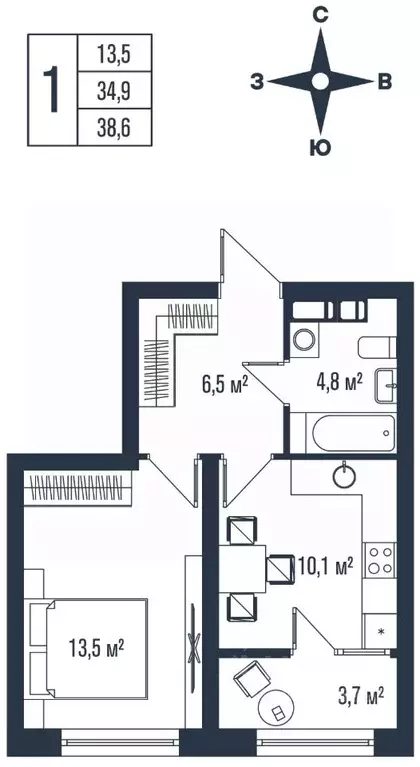 1-к кв. Приморский край, Владивосток Бам мкр,  (38.6 м) - Фото 1