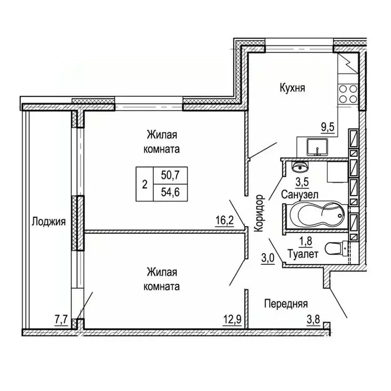 2-к кв. Приморский край, Владивосток На Черняховского жилой квартал,  ... - Фото 1