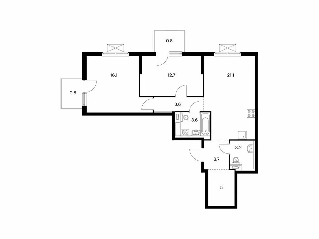 2-комнатная квартира: Владивосток, улица Борисенко, 48к1 (70.6 м) - Фото 1