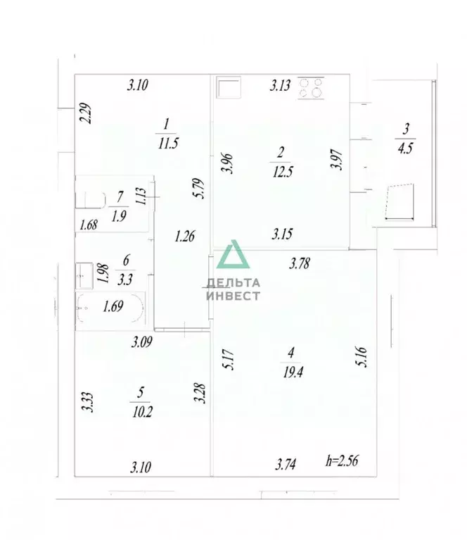 2-к кв. Башкортостан, Уфа ул. Генерала Ишбулатова, 8/3 (58.8 м) - Фото 2