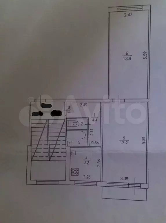 2-к. квартира, 44,5 м, 4/5 эт. - Фото 0