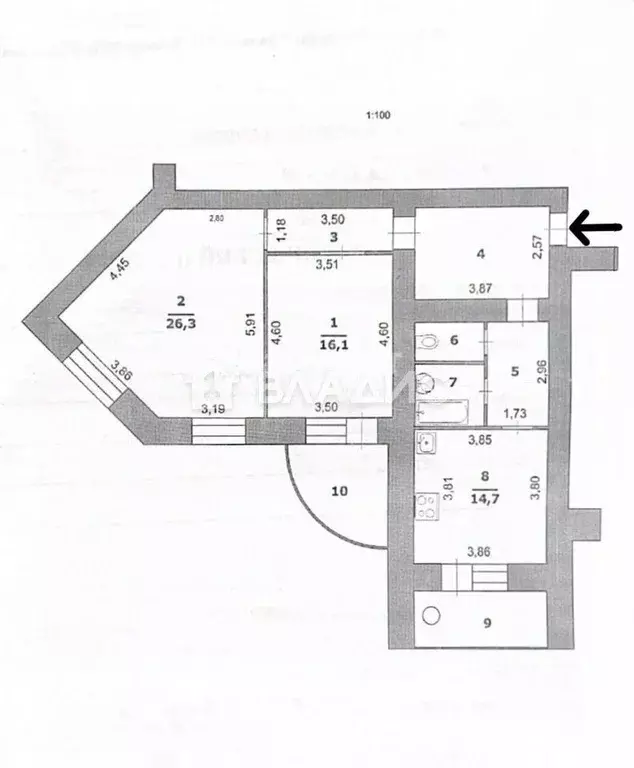 2-к кв. Белгородская область, Белгород бул. Юности, 41 (82.0 м) - Фото 2