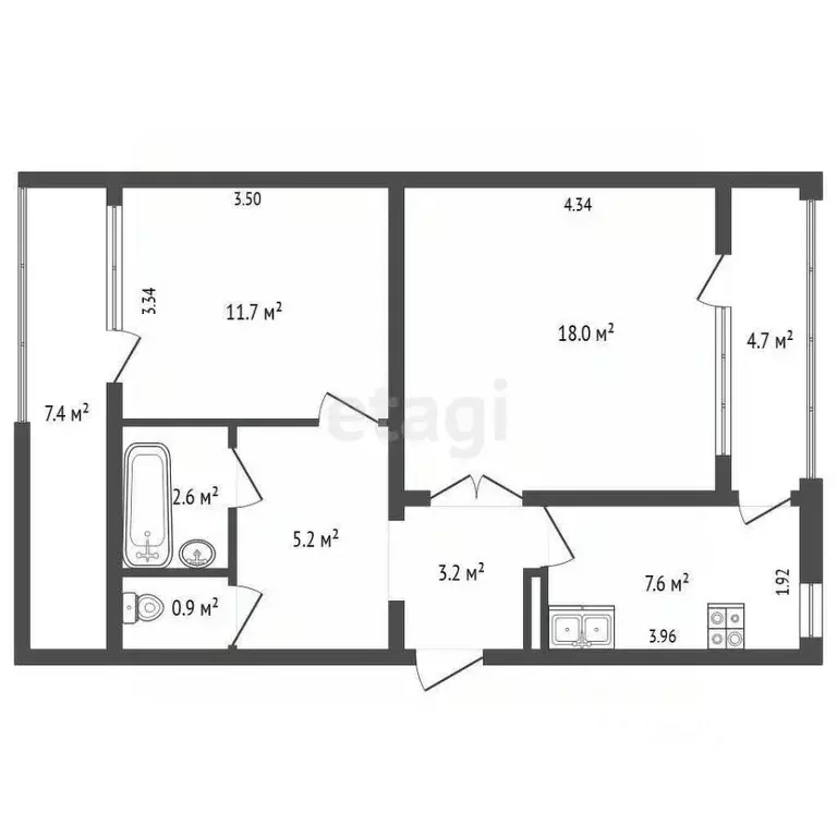 2-к кв. Севастополь ул. Колобова, 19 (55.3 м) - Фото 2