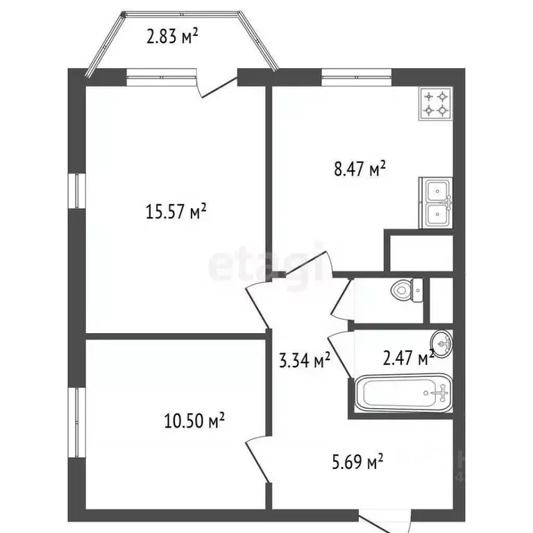 2-к кв. Санкт-Петербург просп. Кузнецова, 12к2 (48.6 м) - Фото 2