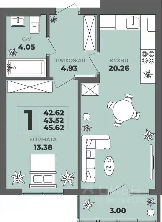 1-к кв. Калининградская область, Калининград ул. Генерала Толстикова, ... - Фото 1