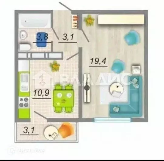 1-к кв. Воронежская область, Воронеж ул. Адмирала Чурсина, 14 (37.4 м) - Фото 2