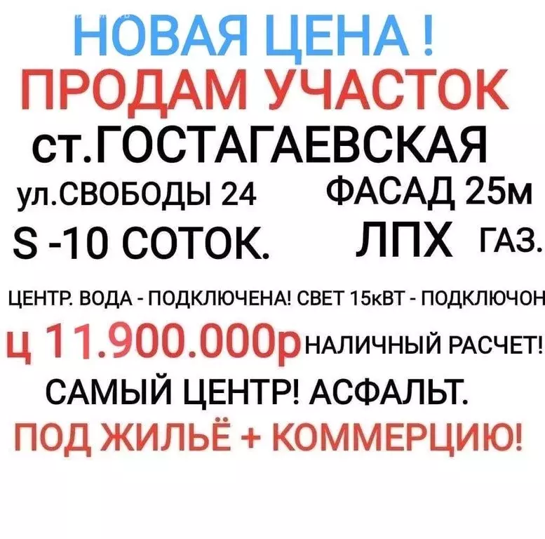 Участок в Гостагаевская, улица Свободы, 24 (10 м) - Фото 0