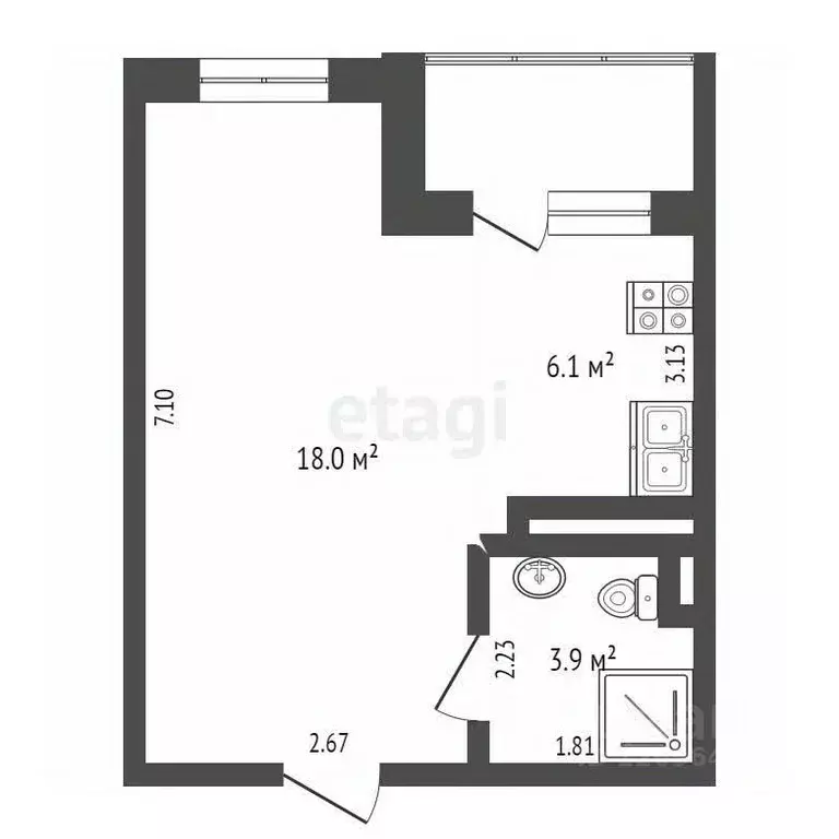 1-к кв. Москва ул. Яворки, 1к5 (28.0 м) - Фото 2