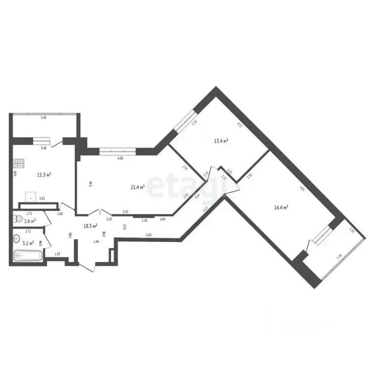 3-к кв. Брянская область, Брянск Флотская ул., 8 (85.6 м) - Фото 2