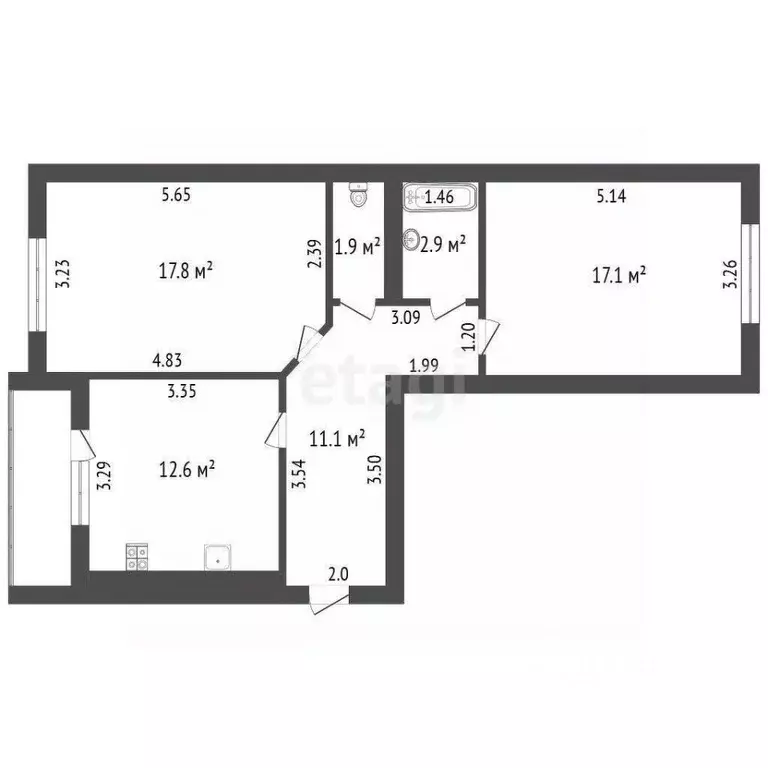 2-к кв. Тамбовская область, Тамбовский муниципальный округ, д. ... - Фото 2