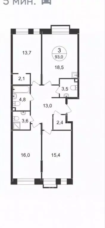 3-к кв. Москва, Москва, Московский г. ул. Лаптева, 9 (93.0 м) - Фото 1