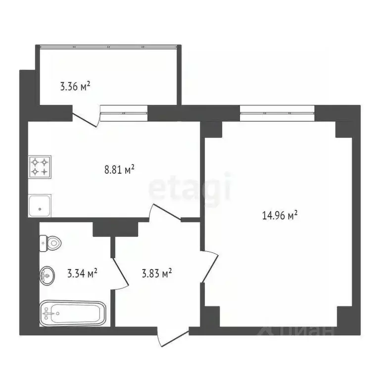 1-к кв. Красноярский край, Красноярск Северное ш., 48А (38.0 м) - Фото 1