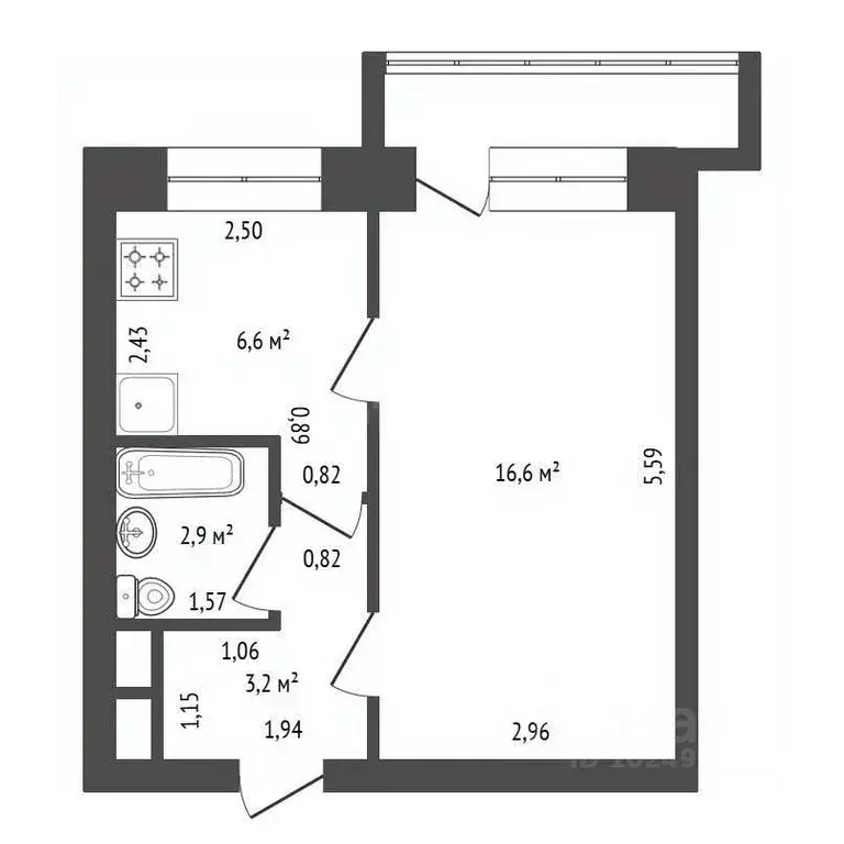 1-к кв. Башкортостан, Уфа ул. Достоевского, 106 (29.9 м) - Фото 2
