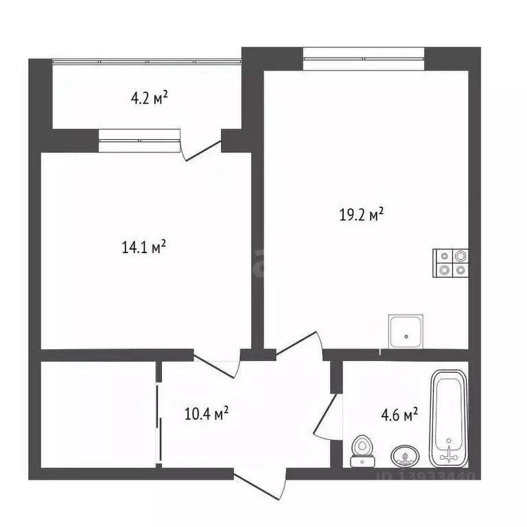 1-к кв. Тюменская область, Тюмень ул. Игоря Комиссарова, 22 (48.4 м) - Фото 1