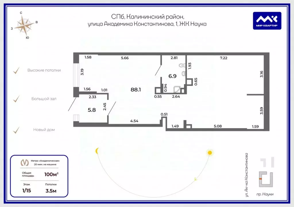 Помещение свободного назначения в Санкт-Петербург ул. Академика ... - Фото 2