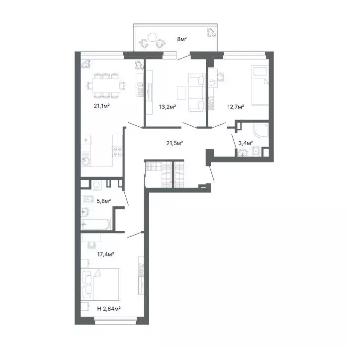 3-комнатная квартира: Екатеринбург, улица Мира, 47к5 (94.6 м) - Фото 1