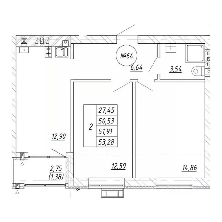 2-к кв. Калининградская область, Зеленоградск  (51.93 м) - Фото 2